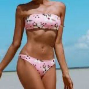 NWOT KHONGBOON swimwear Floral Pink Bikini Set size XL
